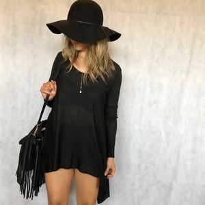 Black Boho Tunic Blouse